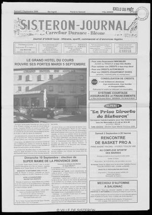 Le Sisteron Journal du 02/09/2006