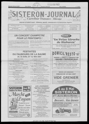 Le Sisteron Journal du 28/04/2007