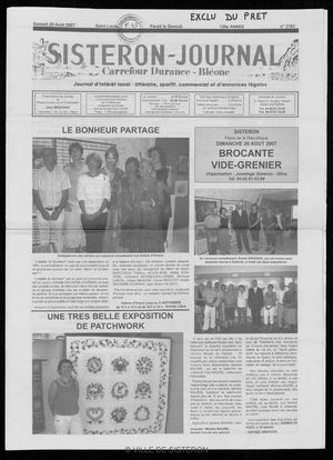 Le Sisteron Journal du 25/08/2007