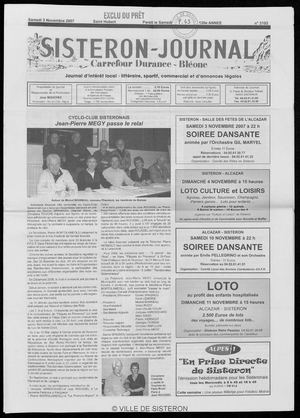 Le Sisteron Journal du 03/11/2007