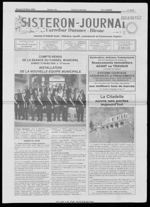 Le Sisteron Journal du 22/03/2008