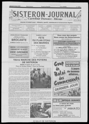 Le Sisteron Journal du 09/08/2008