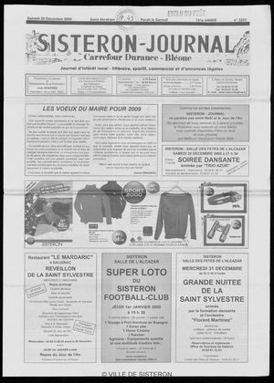 Le Sisteron Journal du 20/12/2008