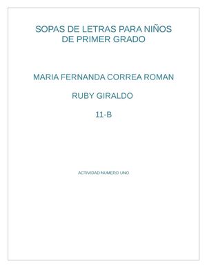 Sopas De Letras Para Niños De Primer Grado