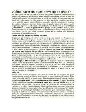 Cómo Hacer Un Buen Proyecto De Grado