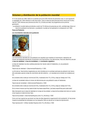 Volumen Y Distribución De La Población Mundial