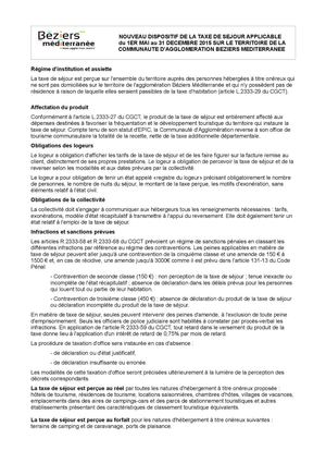 Taxe Séjour 2015 Nouveau Dispositif