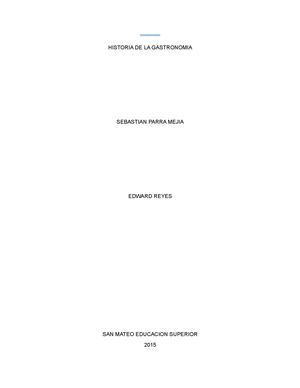 Historia De La Gastronomia y la cocina