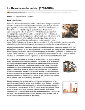 Finanzasparatodos Es La Revolución Industrial 1760 1840