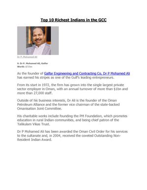 Top 10 Richest Indians In The Gcc