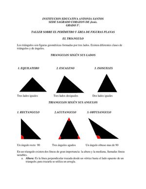 Taller Sobre Perímetro Y ÁRea De Figuras Planas Regulares