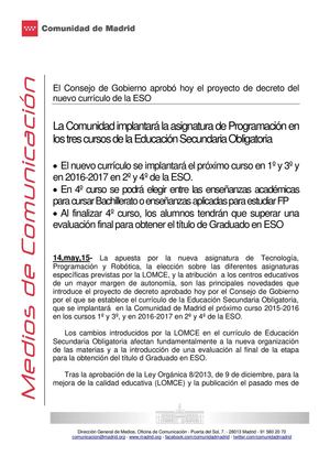 Np 14052015 Decreto De Nuevo Currículo De La Eso Cm