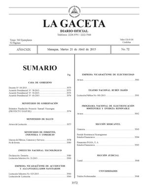 Gaceta No 72 Martes 21 De Abril 2015