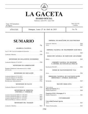 Gaceta No 76 Lunes 27 Abril 2015