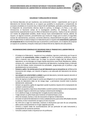 Operaciones Básicas Del Laboratorio De Química Biologia