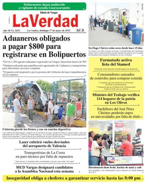 La Guaira, domingo 17 de mayo de 2015 Año 18 No. 5651