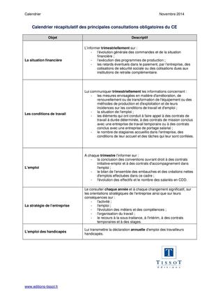 Calendrier Recapitulatif Principales Consultations Obligatoires Ce