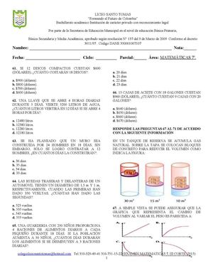 RAZONES Y PROPORCIONES 7 Tercer Corte 2015