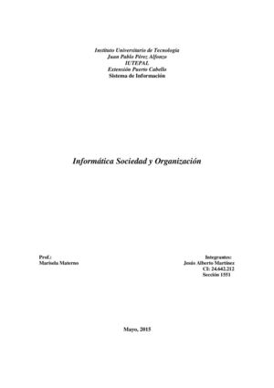 Sociedad Y Organización  (INFORMÁTICA)