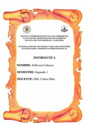 Trabajo De Investigacion( Secciones, Tabla De Contenidos, Tabla De Ilustraciones, Citas Bibliograficas)
