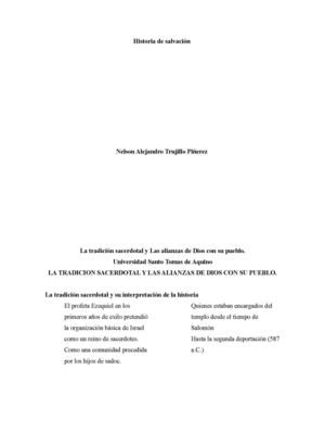 La Tradicion Sacerdotal Y Las Alianzas De Dios Con Su Pueblo