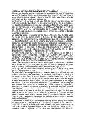 Historia Musical Del Carnaval De Barranquilla