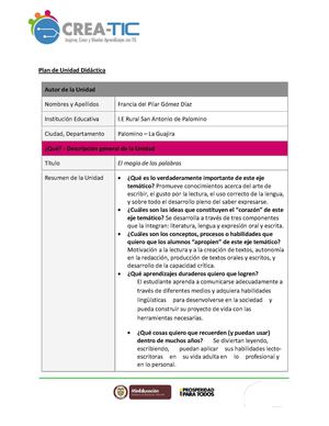 Unidad Didáctica Lenguaje 3°