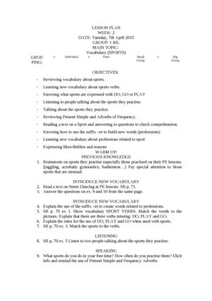 1 ESO WEEK 1 TU VOCAB SPORTS