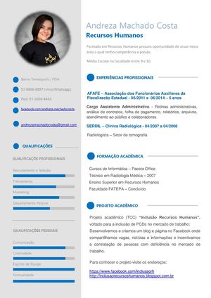 Currículo Recursos Humanos Andreza Machado Costa