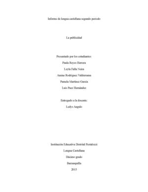 Informe De Lengua Castellana Segundo Periodo