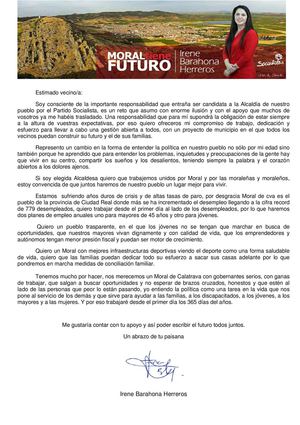 CARTA A LOS VECINOS DE MORAL DE CVA