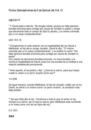 Puntos Sobresalientes 2 Samuel 9 12