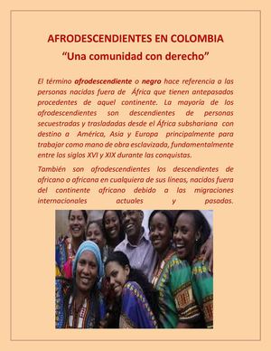 Afrodescendientes En Colombia