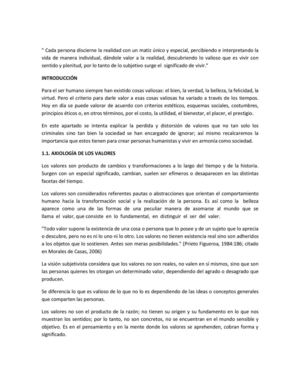 Los Valores Y Sus Caracteristicas