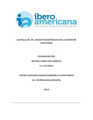 Cartilla De De Juegos Tradicionales De La Region De Santander