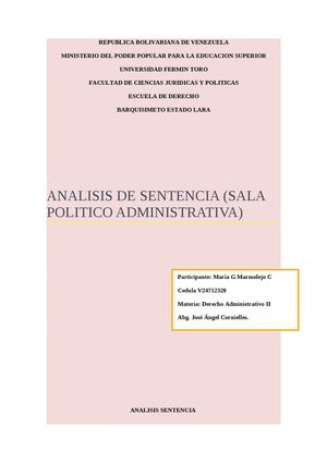 Analisis Sentencia Sala Politico Administrativa- Maria G Marmolejo