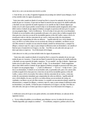 Práctica De Los Signos De Puntuación