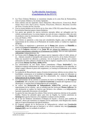 Esquema La Revolución Americana