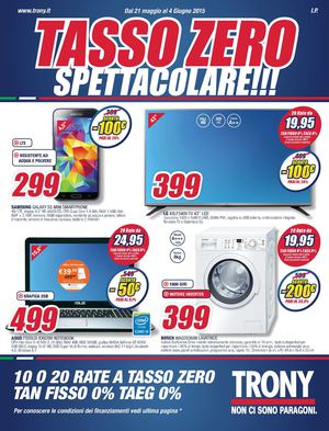 Volantino Trony dal 21 maggio al 4 giugno 2015 J