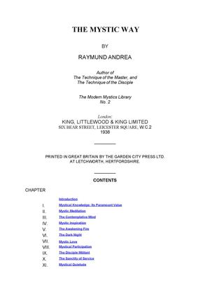 The Mystic Way By Raymund Andrea