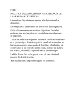Foro 4 Importancia De Las Enzimas Digestivas