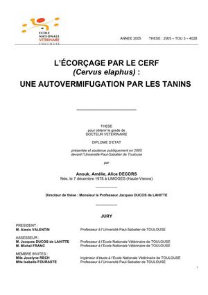 Thèse Alimentation Cerf