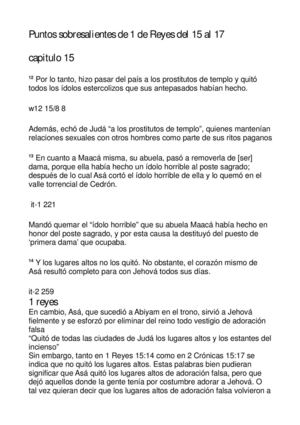 Puntos Sobresaliente De 1 De Reyes Del 15 Al 17