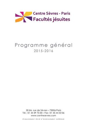 Programme Général 2015 2016