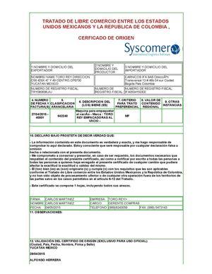 Certificado De Origen