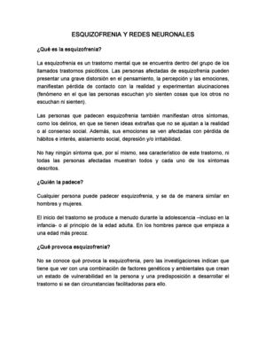 ESQUIZOFRENIA Y REDES NEURONALES