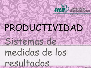 Productividad Sistemas De Medidas De Los Resultados