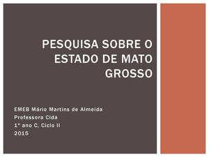 Pesquisa sobre o Estado do Mato Grosso