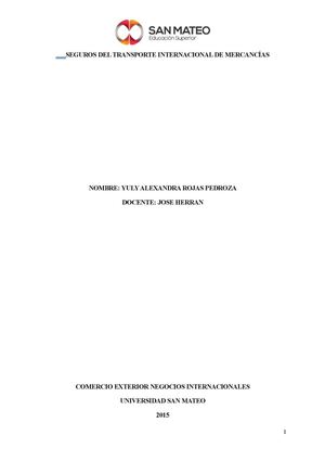 Seguros Del Transporte Internacional De Mercancías