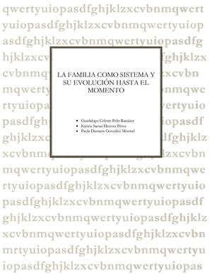 LA FAMILIA COMO SISTEMA Y SU EVOLUCIÓN HASTA EL MOMENTO